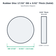 Rubber Disc 17/32" OD x 3/32" Thick (Solid) - washer spec diagram