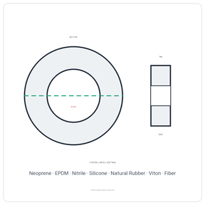 Rubber Washer 11/16" OD x 3/8" ID x 3/32" Thick - washer spec diagram