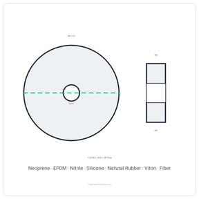 Rubber Washer 1-1/2" OD x 1/4" ID x 3/8" Thick - washer spec diagram