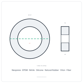Rubber Washer 1-1/4" OD x 1" ID x 1/8" Thick - washer spec diagram