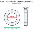 Rubber Washer 1/2" OD x 5/16" ID x 1/32" Thick - washer spec diagram
