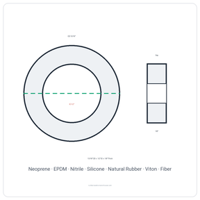 Rubber Washer 13/16" OD x 1/2" ID x 1/8" Thick - washer spec diagram