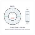Rubber Washer 1/4" OD x 1/8" ID x 1/32" Thick - washer spec diagram