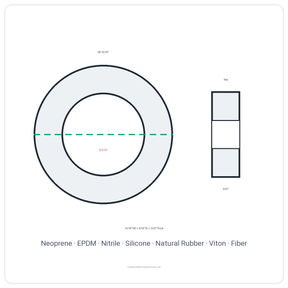 Rubber Washer 15/16" OD x 9/16" ID x 3/32" Thick - washer spec diagram