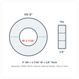Rubber Washer 3" OD x 1-7/16" ID x 1/8" Thick - washer spec diagram
