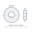 Rubber Washer 5/16" OD x 1/8" ID x 1/32" Thick - washer spec diagram