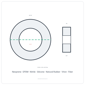 Rubber Washer 7/16" OD x 1/4" ID x 3/32" Thick - washer spec diagram