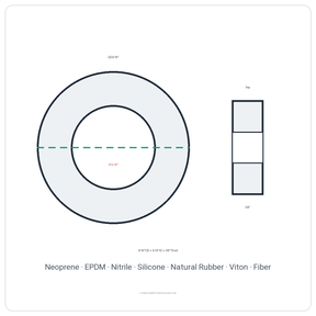 Rubber Washer 9/16" OD x 5/16" ID x 3/8" Thick - washer spec diagram